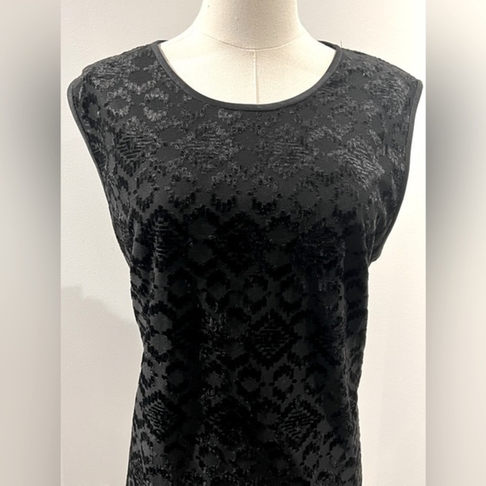 Kasper Womens Black Burnout Knit Scoop-Neck Top XL